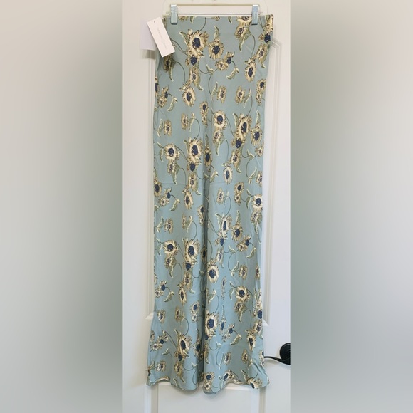 Treasure & Bond Dresses & Skirts - Maxi Skirt by Treasure & Bond Floral Blue and Cream